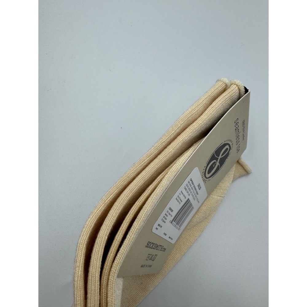Socksmith Bamboo Crew Socks Womens 9-11 Beige Solid Roll-Top Seamless Toe Active - Picture 3 of 7